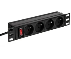 NETRACK 125-10-01 Netrack maitinimo paskirstymo blokas 10 1U, 230V/16A, 4xE, ALU