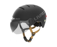 Livall L23 šalmas juodas 58-62cm su LED/SOS apsauginiu stiklu