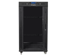 LANBERG FF01-6822-12BL laisvai pastatomas stovas 19 colių savaime surenkamas plokščias paketas 22U/ 600x800mm juodas su stiklinėmis durelėmis LCD