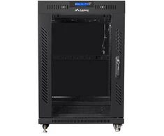 LANBERG FF01-8015-12BL laisvai pastatomas stovas 19 colių savaime surenkamas plokščias paketas 15U/800x1000mm juodas stiklinių durų LCD