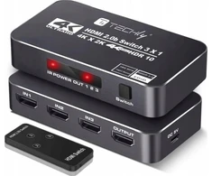 „Techly 367171“ 3 prievadų HDMI 2.0b 4K * 60Hz 3x1 jungiklis su IR šaltiniu