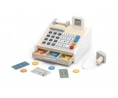 Viga Toys VIGA Medinė kasa parduotuvė pilkai balta