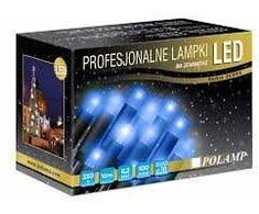 Polamp Profesionali mirksinti LED lempučių girlianda 10m (5+5) baltu laidu, mėlynos spalvos