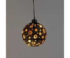 STIKLINIS Juodas LED BUMBULAS SU ŽVAIGŽDELĖMIS, SKERSMUO 10CM