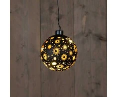 STIKLINIS Juodas LED BUMBULAS SU ŽVAIGŽDELĖMIS, SKERSMUO 10CM