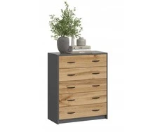 Sarafurniture Batų Spintelė Su Stalčiais 5K Grafito Ąžuolo Spalva 74x35x85