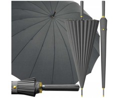 Didelis pilkas stiprus elegantiškas pusiau automatinis skėtis XL