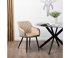 Exito Design Modernus smėlio spalvos veliūrinis krėslas Milton su juodomis metalinėmis kojomis