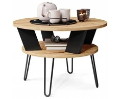 Ifuture Apvalus Kavos Staliukas Su Lentynėle NOOX Artisan Oak/Juodas