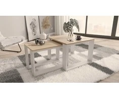 Ištraukiamų stalų komplektas kavos staliukas svetainei Loft ARTISAN Baltas