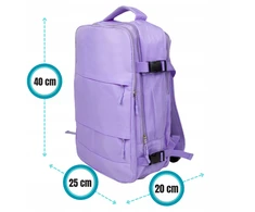 Kelioninė kuprinė lėktuvui 40x20x25 cm Consee – Ryanair, Wizz Air rankinis bagažas, violetinė