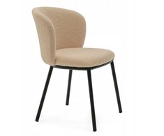 New Home MINKŠTA KĖDĖ SVETAINEI GLAMOUR AUDINIO BOUCLE TEDDY BEIGE BARI