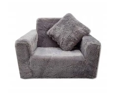 Odol Plush Vaikiškas Fotelis Išlankstomas Pliušinis Pilkas 50x40 cm