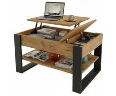 Pakeliamas kavos staliukas T-BOX, Lancelot ąžuolo / juodos spalvos, 92 x 54,2 x 45–63 cm