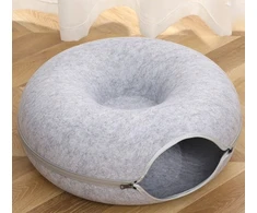 PetJet kačių guolis-tunelis Donut 60 cm – veltinis, pilkas, 2 viename