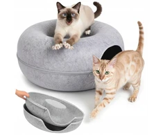 PetJet kačių guolis-tunelis Donut 60 cm – veltinis, pilkas, 2 viename