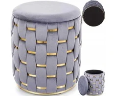 Signal Meble Pufas su daiktų saugykla daiktadėžė pilkas 37x42 cm VELVET TIARA SIGNAL