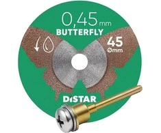 45 mm, ploniausias - 0,45 mm storio deimantinis diskas su koteliu graveriui, plytelėms pjauti, Butterfly, Distar