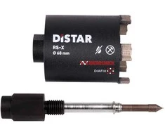Grąžtas Deimantinė karūna rozetėms gręžti 68 mm, 72 mm, 82 mm RS-X Centrum, Distar su centratoriumi ir adapteriu iš M18 į M16, Karūnos skersmuo, mm: 72 mm