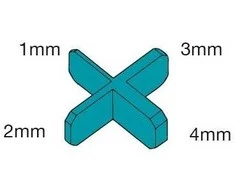 Kryžiukai plytelių tarpams, 1,2,3,4mm briaunos, daugkartiniai 50 vnt. BIHUI
