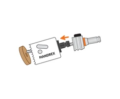 Mandrex 165mm ilgio Ø44 - 152mm BI-METAL karūnėlės SpeedXcut M42 su HEX11 laikikliu, Karūnėlės skersmuo mm: 152 mm