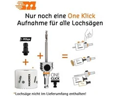 One-Click karūnėlių laikiklis, 8.5 mm HEX, ilgas centr. grąžtas HSS+, Mandrex