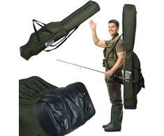140 cm Gold Fisher meškerės užvalkalas, 3 skyriai
