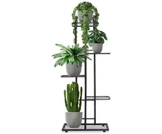 5 pakopų stovas gėlių vazonams, juodas metalas, 107 cm