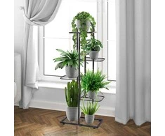 5 pakopų stovas gėlių vazonams, juodas metalas, 107 cm