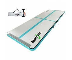 AirTrack pripučiamas gimnastikos kilimėlis MASTER S-Pro 400 x 150 x 10 cm pilkai žalsvai mėlynas