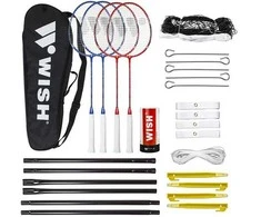 ALUMTEC 5566 BADMINTONO RINKINYS RAUDONAS + MĖLYNAS 4 Vnt. + langinės 3 Vnt.