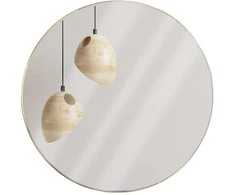 Apvalus sieninis veidrodis aukso metaliniame rėme, auksinis, 55 cm