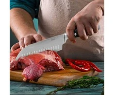 Azijietiško plieno virtuvinis peilis Santoku pjaustymui, 33 cm