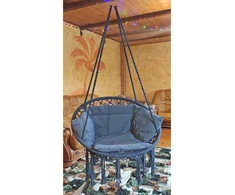 AŽŪRO RŪŠINIO RAŠTO HAMAKAS-KABAMAS KĖDĖ 80X60CM LUXE SU PAGALVĖLE, PILKA