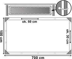 Balkono kilimėlio užvalkalas, pilkas, 1x7 m