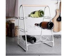 Balto metalo vyno lentyna 9 buteliams 33x29x46 cm