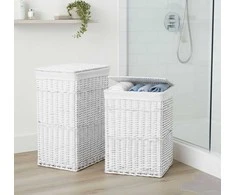 Baltų pintų krepšelių rinkinys 72 l ir 114 l