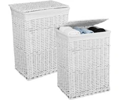 Baltų pintų krepšelių rinkinys 72 l ir 114 l