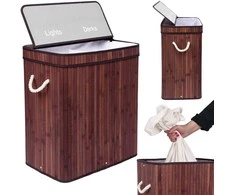 Bambuko skalbinių krepšelis su 100 l wenge dangteliu