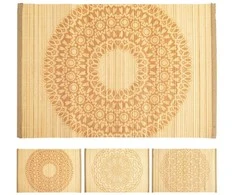 Bambuko virtuvės stalo kilimėlis, valcuotas, mandala, rinkinys 4, 30x45 cm