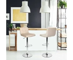 Baro kėdė Arako, chromuota, smėlio spalvos Velvet