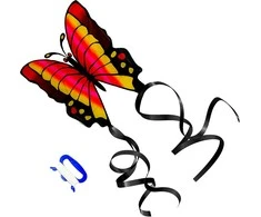 BUTTERFLY KITE 88x78CM Rožinis Geltonas ENERO
