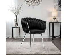 COFTON chromo VELVET austinė aksominė kėdė, juoda