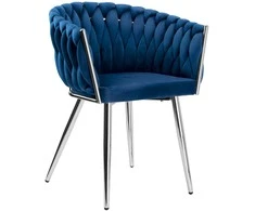 COFTON chromo VELVET austinė aksominė kėdė, tamsiai mėlyna