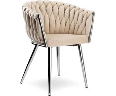 COFTON chromo VELVET smėlio spalvos austinė aksominė kėdė