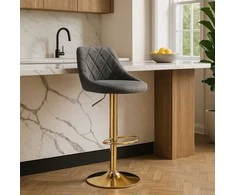 Cydro Gold grafito aksominė baro kėdė