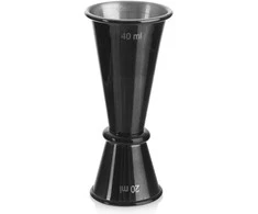 Dvipusis plieno barmeno matavimo puodelis Juodas 20/40 ml