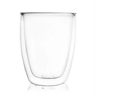 Dvisienis termo stiklas kavai, lattei, arbatai, 0,33 l