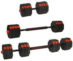 EB FIT reguliuojamo dydžio treniruočių hanteliai 2 x 15 kg su štangos funkcija
