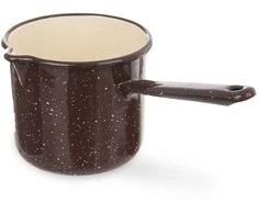 EMALINIS PUODAS 1,2L, RUDAS, SU RANKENE